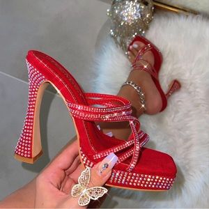 IMPERIAL RED RHINESTONE HEELS